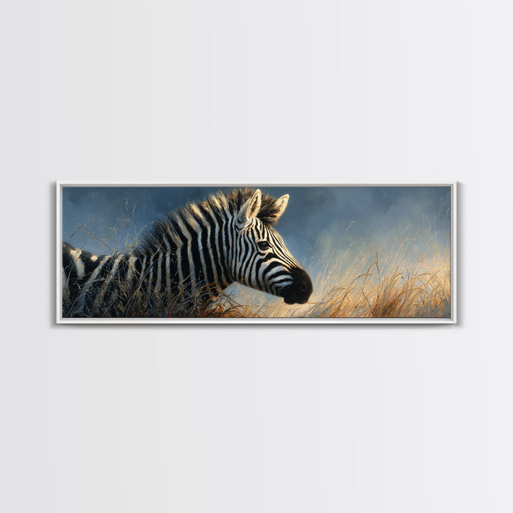 Zebra Portrait with Bold Graphic Stripe Pattern Canvas Print, Animal Art, Nursery Wall Art, Living Room Decor, Creature, ANI-3x1-33