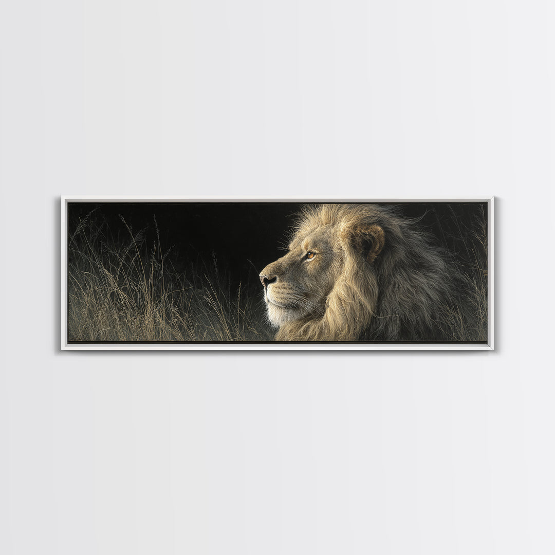 Regal Lion Profile Canvas Print, Animal Art, Farmhouse Decor, Living Room Decor, Abstract Art, Creature, Neutral Decor, ANI-3x1-49