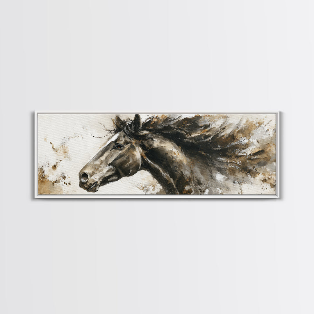 Majestic Horse Head Framed Canvas Print, Animal Art, Printable, Living Room Decor, Abstract Art, Creature, Nursery, ANI-3x1-67