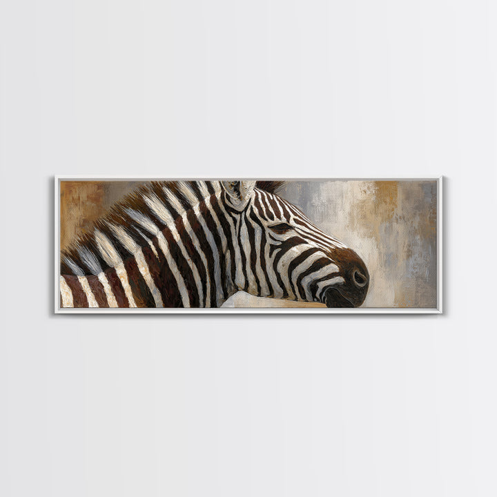 Zebra Portrait with Bold Graphic Stripe Pattern Canvas Print, Animal Art, Original Painting, Living Room Decor, Creature, ANI-3x1-9