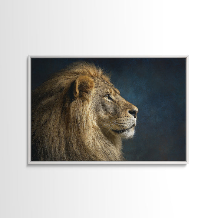 Regal Lion Profile Canvas Print, Animal Art, Living Room Decor, Oil Painting, Creature, Fine Art Print, Statement Artwork, ANI-3x2-37