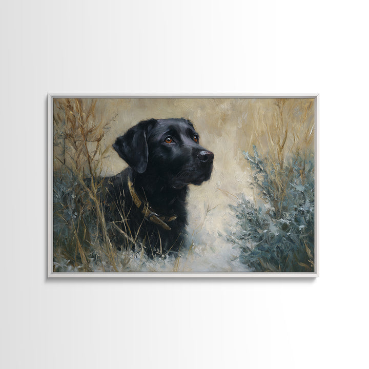 Dog Portrait with Painterly Collar and Loyal Framed Canvas Print, Animal Art, Boho Wall Art, Living Room Decor, Creature, ANI-3x2-65