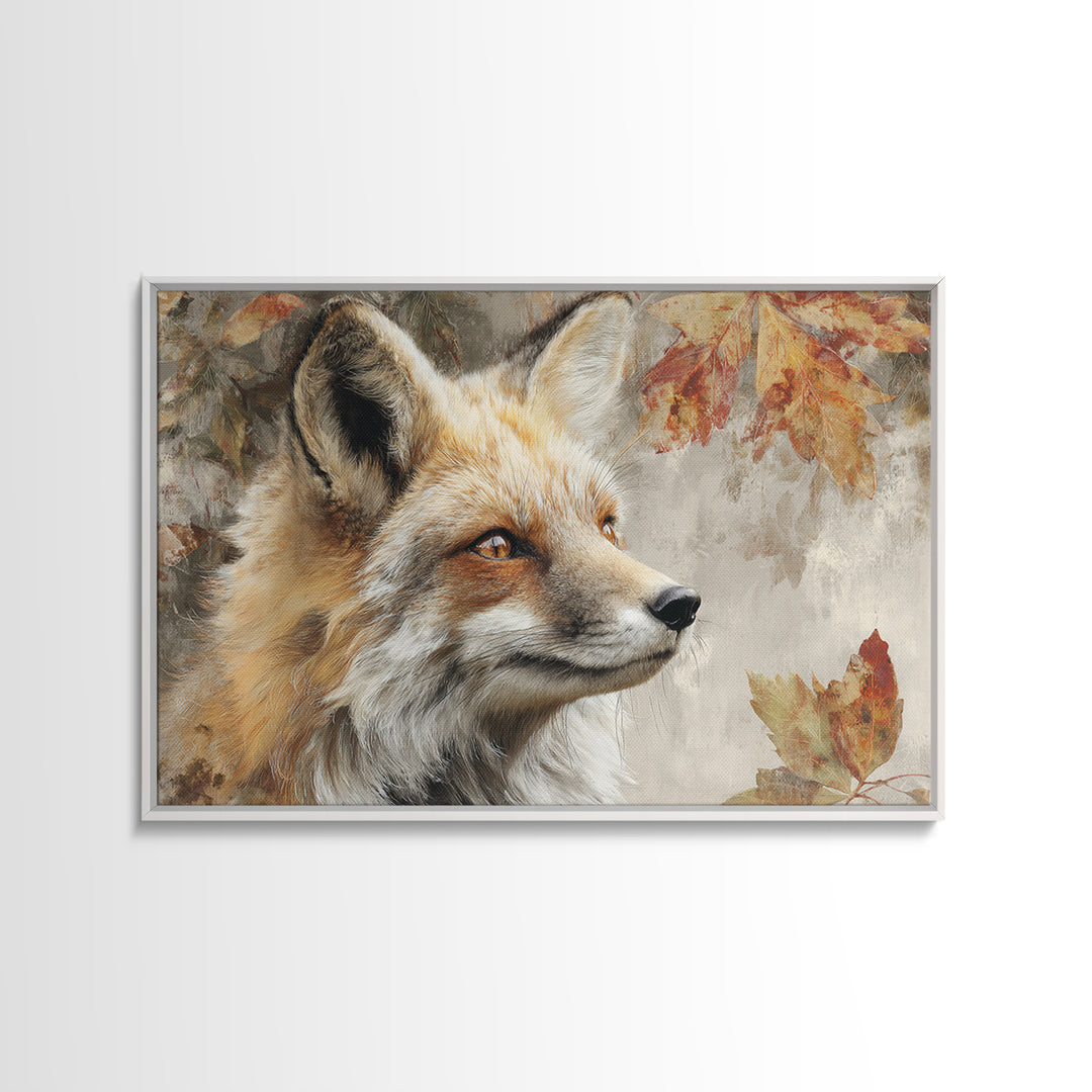 Dignified Fox Portrait Framed Canvas Print, Animal Art, Gallery Decor, Living Room Decor, Oil Painting, Creature, ANI-3x2-77