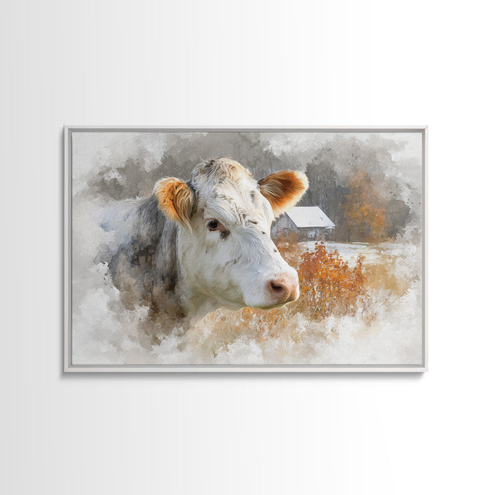 Gentle Cow Portrait Canvas Print, Animal Art, Wall Art, Living Room Decor, Fine Art, Creature, Nursery Decor, Art Deco, ANI-3x2-83