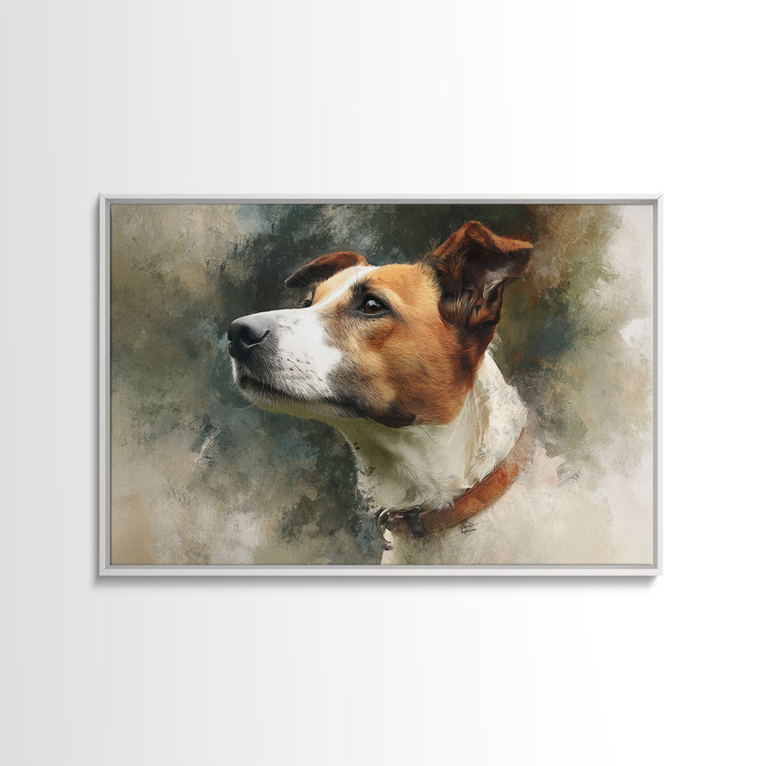 Dog Portrait with Painterly Collar and Loyal Canvas Print, Animal Art, Trendy Wall Art, Living Room Decor, Fine Art, Creature, ANI-3x2-89