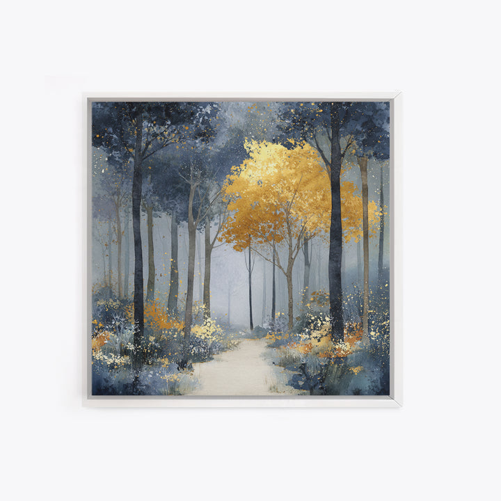 Woodland Path with Golden Autumn Atmosphere Canvas Print, Art, Metal Wall Art, Living Room Decor, Fine Art, Textured Wall Art, ART-1x1-23