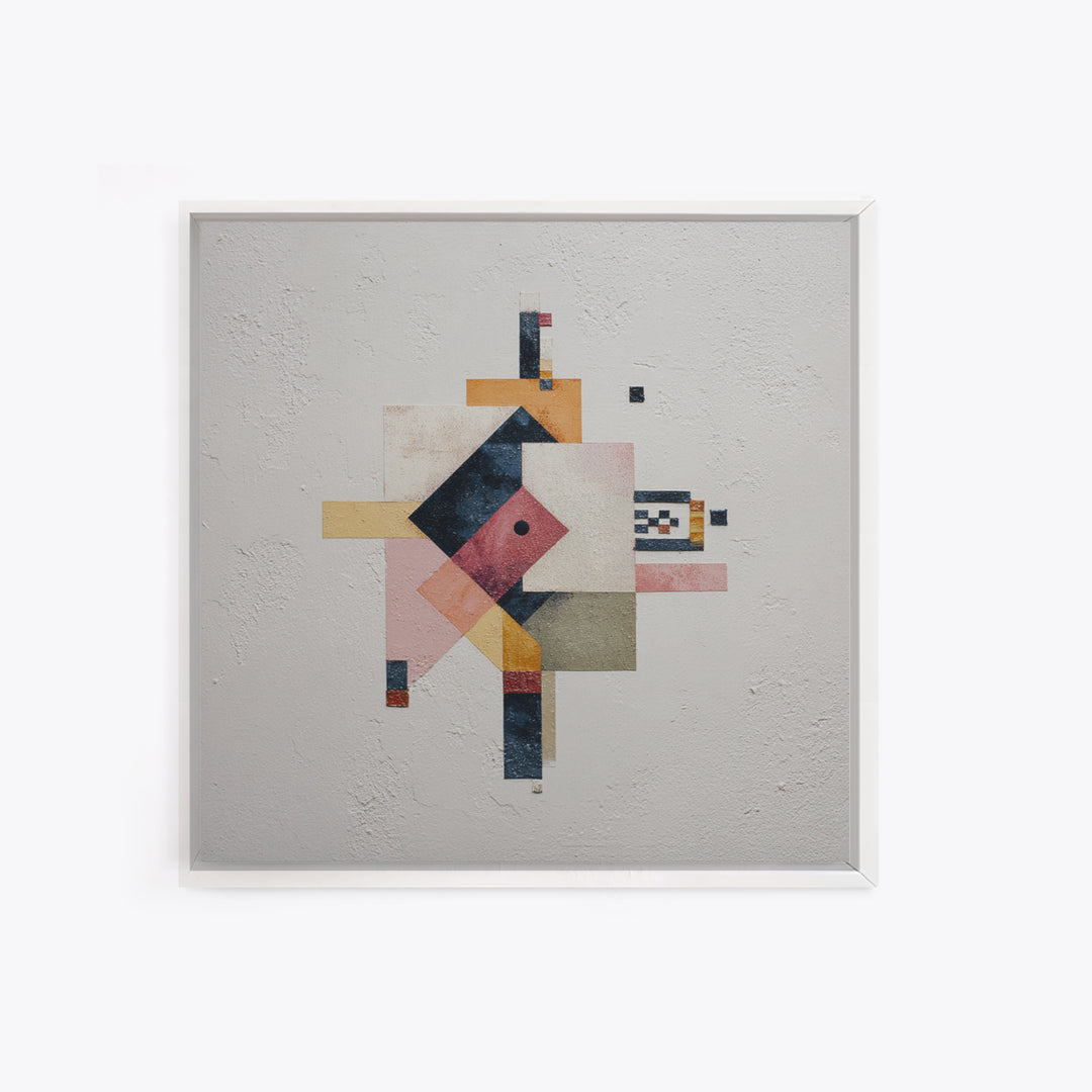Geometric Color Study Framed Canvas Print, Art, Pink Wall Art, Living Room Decor, Fine Art, Textured Painting, ART-1x1-33