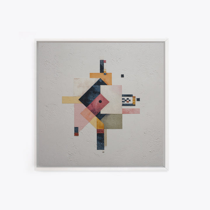 Geometric Color Study Framed Canvas Print, Art, Pink Wall Art, Living Room Decor, Fine Art, Textured Painting, ART-1x1-33