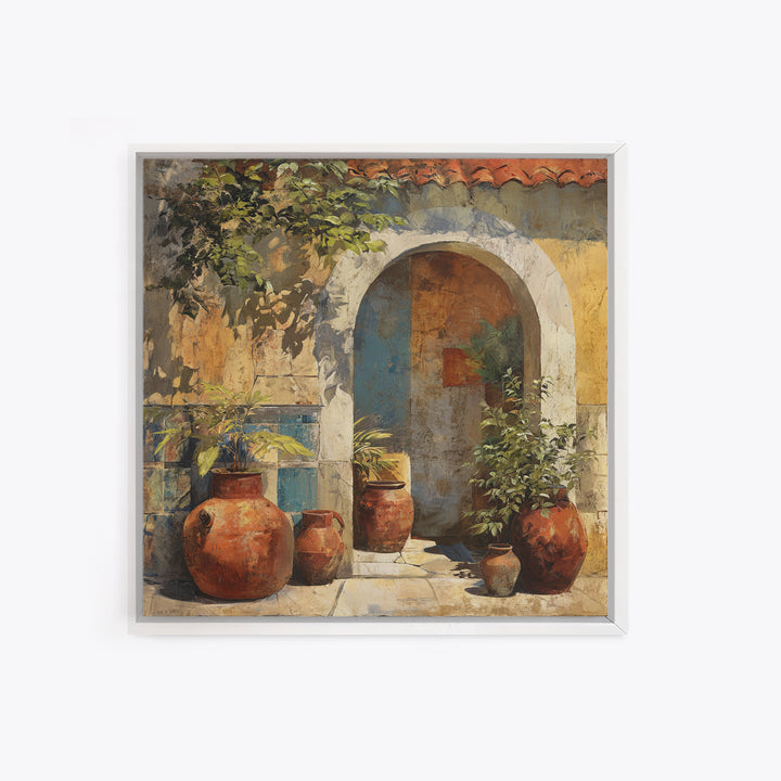Architectural Archway in Warm Mediterranean Light Framed Canvas Print, Art, Textured Wall Art, Living Room Decor, Fine Art, ART-1x1-46