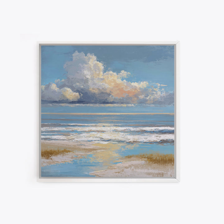 Dramatic Seascape with Foam and Storm Clouds Framed Canvas Print, Art, Living Room Decor, Fine Art, Art Nouveau, ART-1x1-48