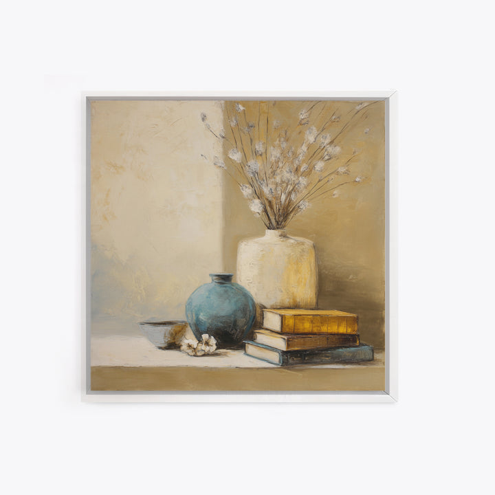 Sunlit Interior Still Life Framed Canvas Print, Art, Prints Wall Art, Living Room Decor, Fine Art, Fine Art Print, ART-1x1-62