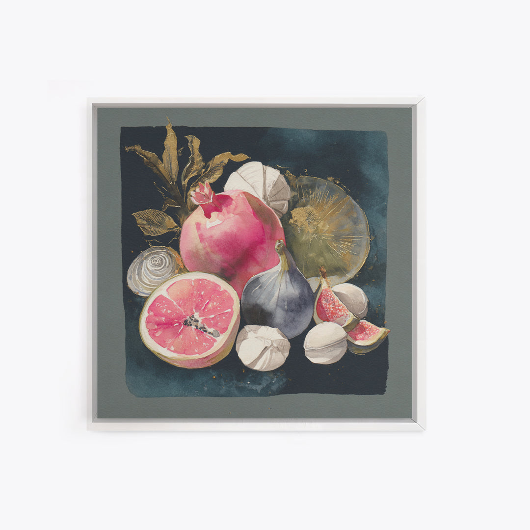 Bold Pop Fruit Composition Framed Canvas Print, Art, Abstract Art, Living Room Decor, Fine Art, Pink Wall Art, ART-1x1-64