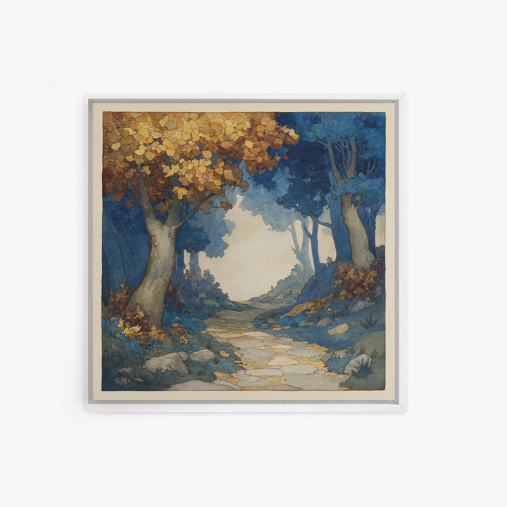 Woodland Path with Golden Autumn Atmosphere Canvas Print, Art, Horizontal Wall Art, Living Room Decor, Fine Art, ART-1x1-95