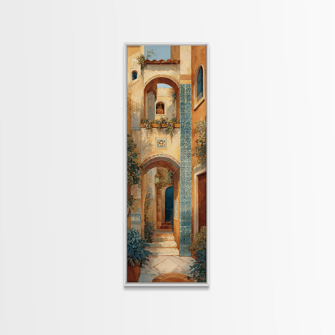 Architectural Archway in Warm Mediterranean Light Canvas Print, Art, Framed Wall Art, Living Room Decor, Fine Art, ART-1x3-10
