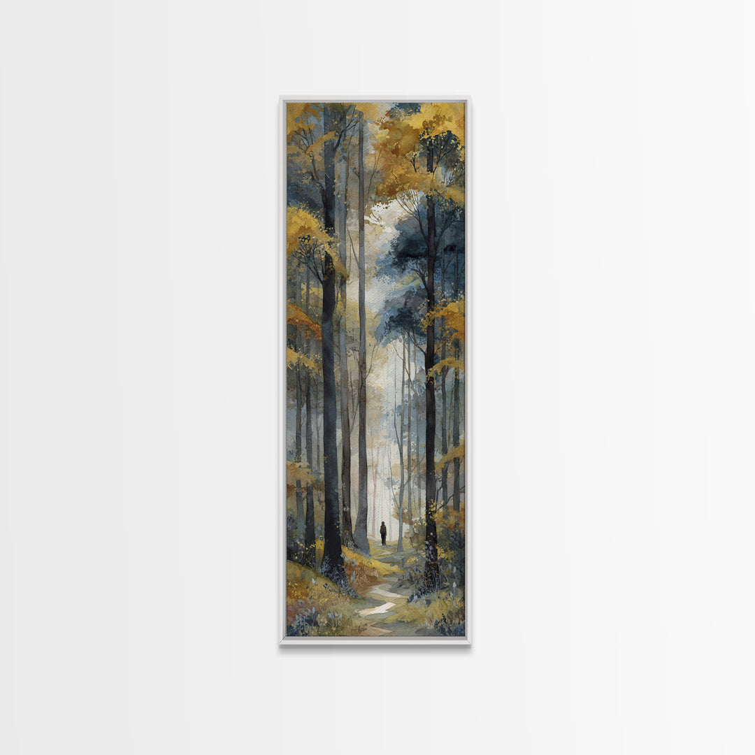 Woodland Path with Golden Autumn Atmosphere Canvas Print, Art, Digital Wall Art, Living Room Decor, Fine Art, ART-1x3-11