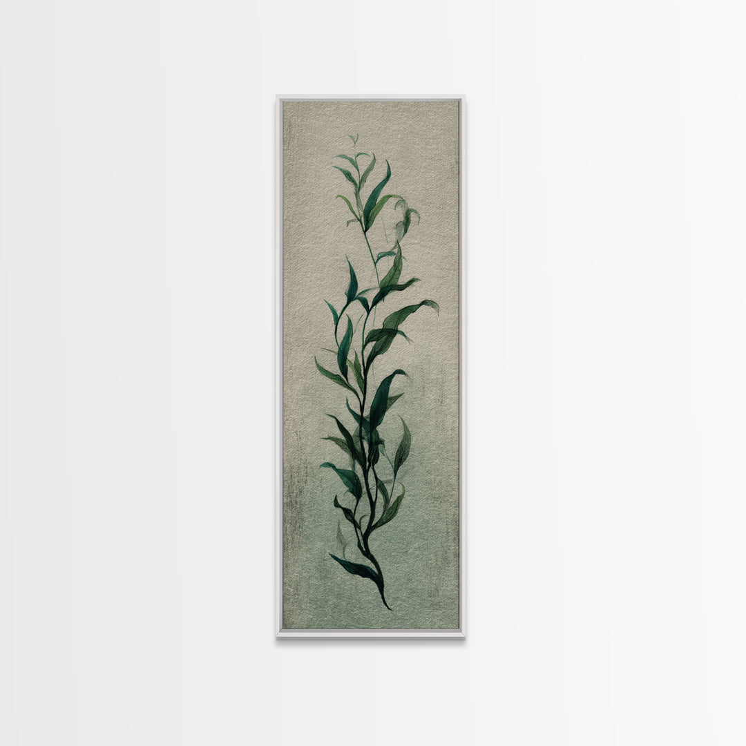 Minimal Botanical Ink Drawing on Handmade Paper Canvas Print, Art, Neutral Decor, Living Room Decor, Fine Art, ART-1x3-17