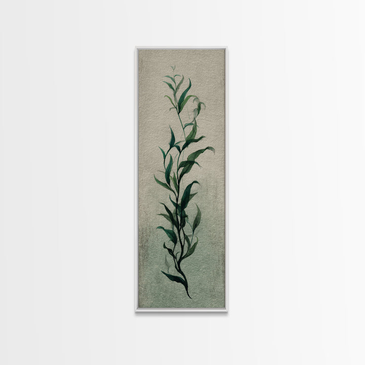 Minimal Botanical Ink Drawing on Handmade Paper Canvas Print, Art, Neutral Decor, Living Room Decor, Fine Art, ART-1x3-17