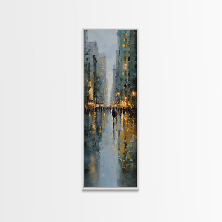 Moody City Scene Reflected Canvas Print, Art, Canvas Art, Living Room Decor, Fine Art, Horizontal Wall Art, Home Decor, ART-1x3-22