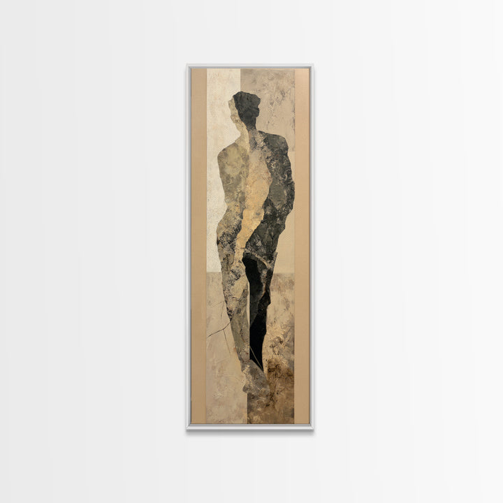 Simple Monochrome Figure Study Framed Canvas Print, Art, Home Decor, Living Room Decor, Fine Art, Minimalist Decor, ART-1x3-24