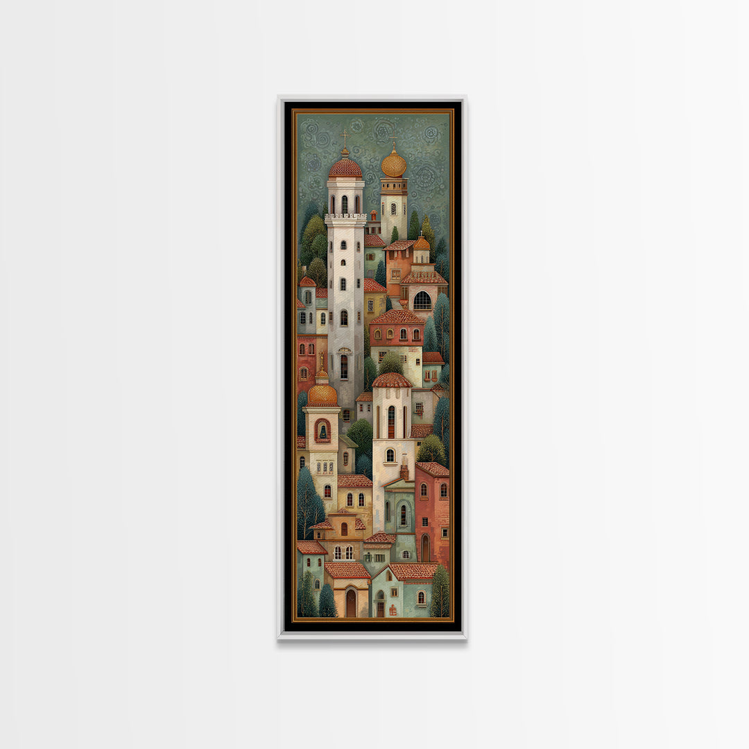 Naive Folk Art Village Canvas Print, Art, Wall Decor, Living Room Decor, Fine Art, Wall Art, Art Prints, Digital Art, ART-1x3-32