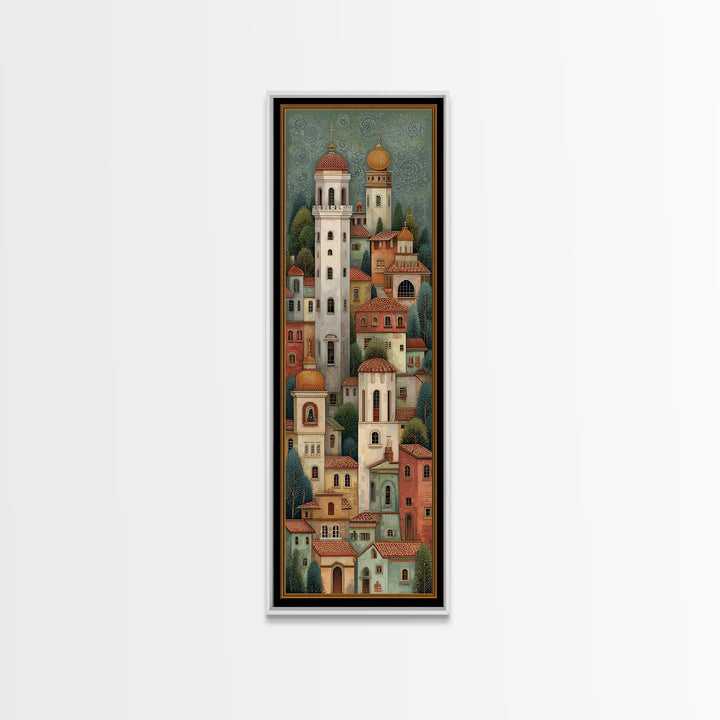 Naive Folk Art Village Canvas Print, Art, Wall Decor, Living Room Decor, Fine Art, Wall Art, Art Prints, Digital Art, ART-1x3-32