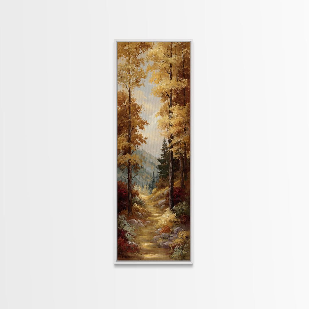 Woodland Path with Golden Autumn Atmosphere Canvas Print, Art, Modern Decor, Living Room Decor, Fine Art, Art Prints, ART-1x3-35