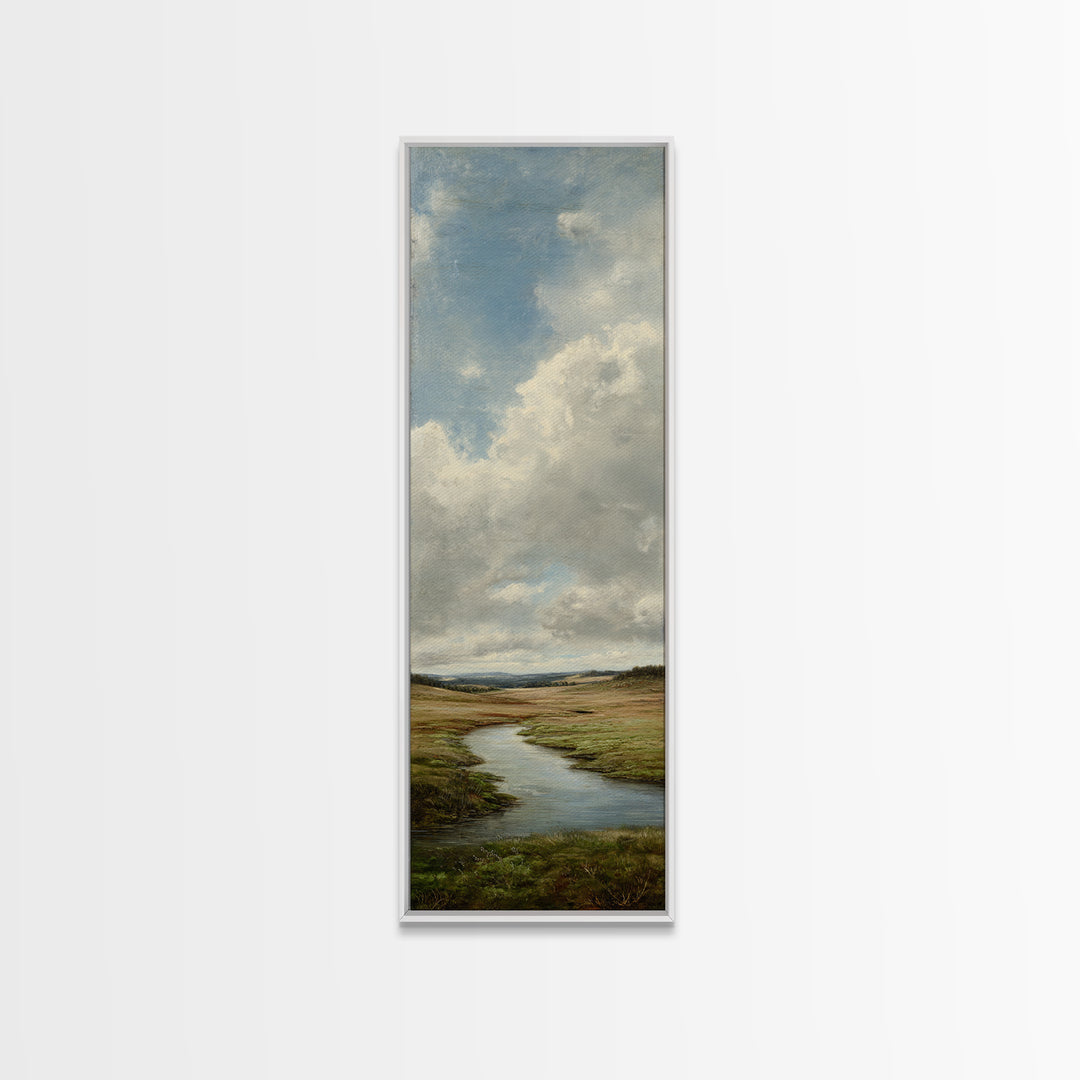 Classic Landscape with Winding River and Atmospheric Canvas Print, Art, Textured Painting, Living Room Decor, Oil Painting, ART-1x3-39
