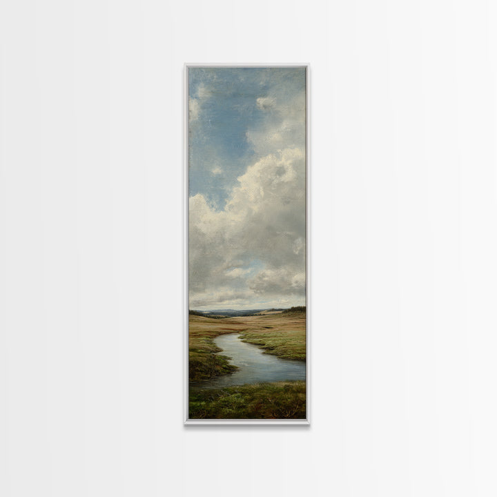 Classic Landscape with Winding River and Atmospheric Canvas Print, Art, Textured Painting, Living Room Decor, Oil Painting, ART-1x3-39