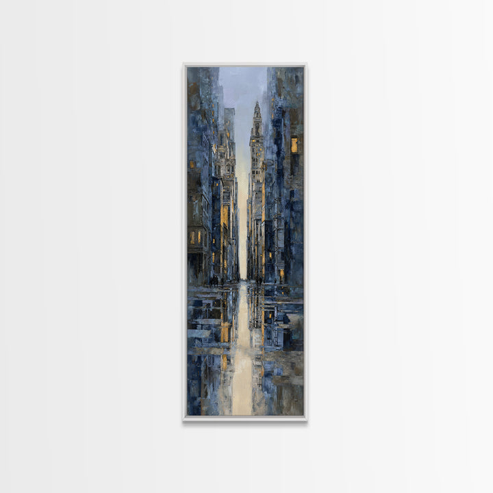 Moody City Scene Reflected Framed Canvas Print, Art, Prints Wall Art, Living Room Decor, Fine Art, Fine Art Print, ART-1x3-46