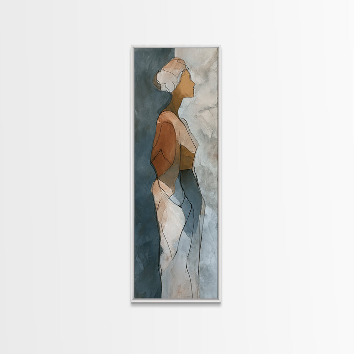 Simple Monochrome Figure Study Canvas Print, Art, Statement Artwork, Living Room Decor, Fine Art, Digital Art, ART-1x3-48