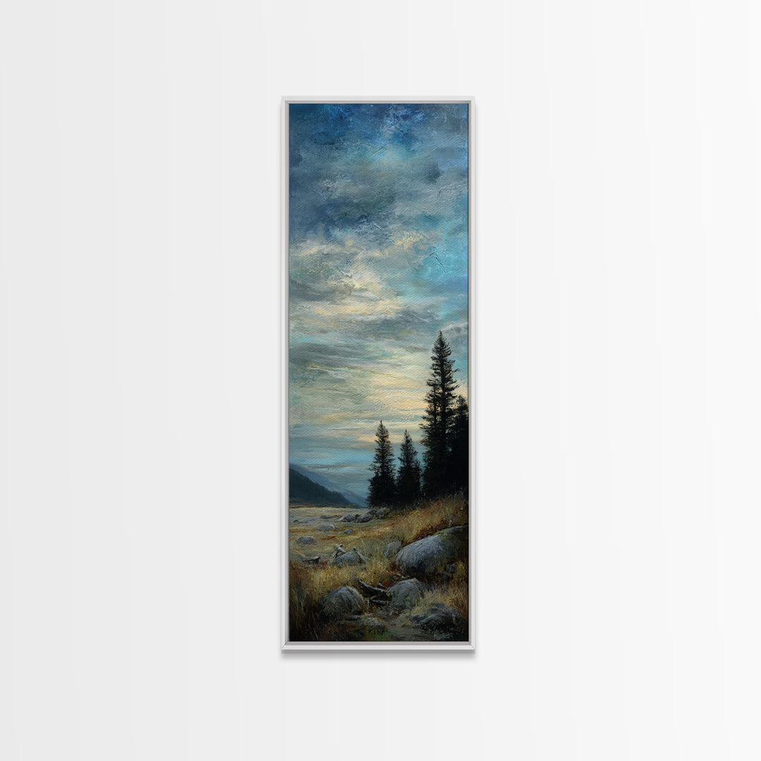 Quiet Mountain Scene Canvas Print, Art, Black Art, Living Room Decor, Fine Art, Wall Decor, Neutral Decor, Modern Decor, ART-1x3-5