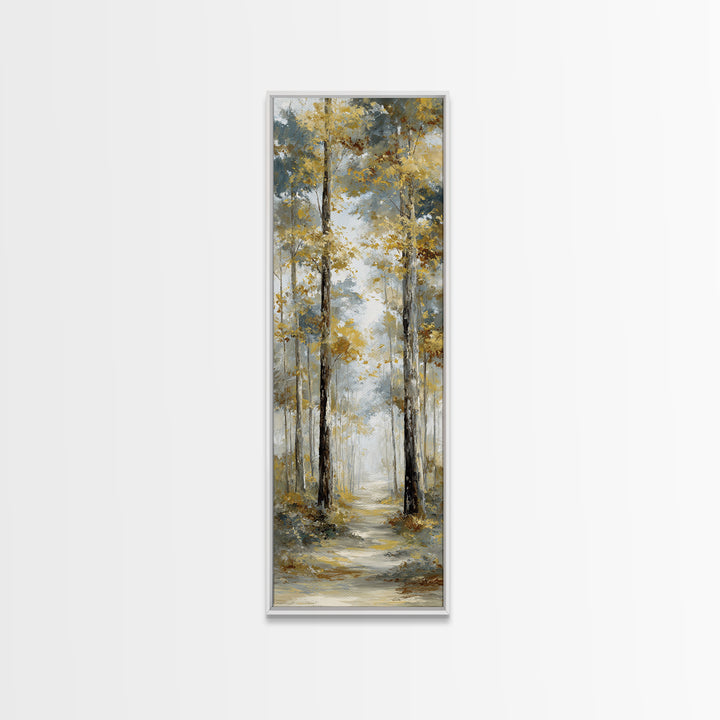 Woodland Path with Golden Autumn Atmosphere Canvas Print, Art, Living Room Decor, Fine Art, Art Nouveau, Framed Wall Art, ART-1x3-59