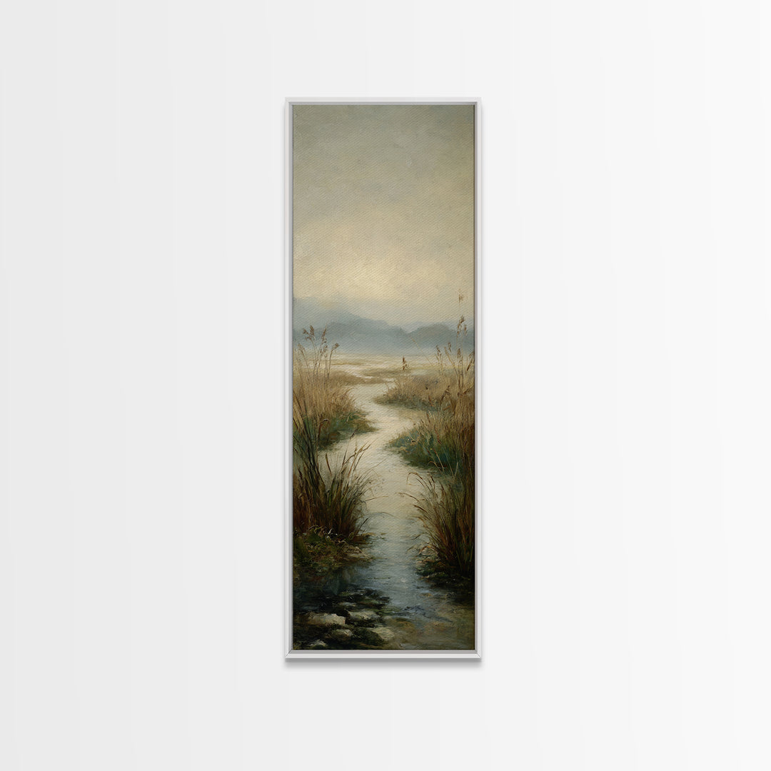 Classic Landscape with Winding River and Atmospheric Canvas Print, Art, Art Commission, Living Room Decor, Fine Art, ART-1x3-63