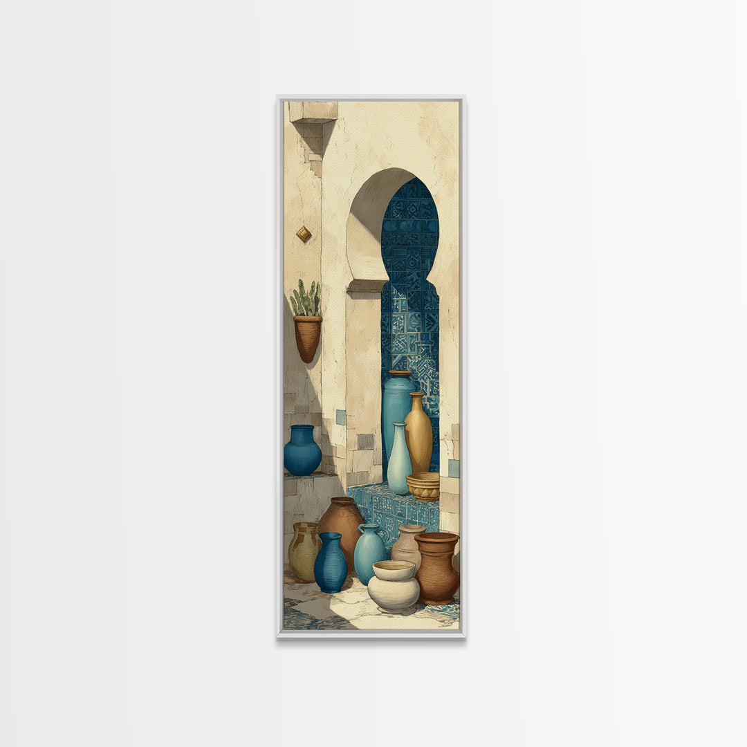 Architectural Archway in Warm Mediterranean Light Canvas Print, Art, Abstract Wall Art, Living Room Decor, Oil Painting, ART-1x3-82