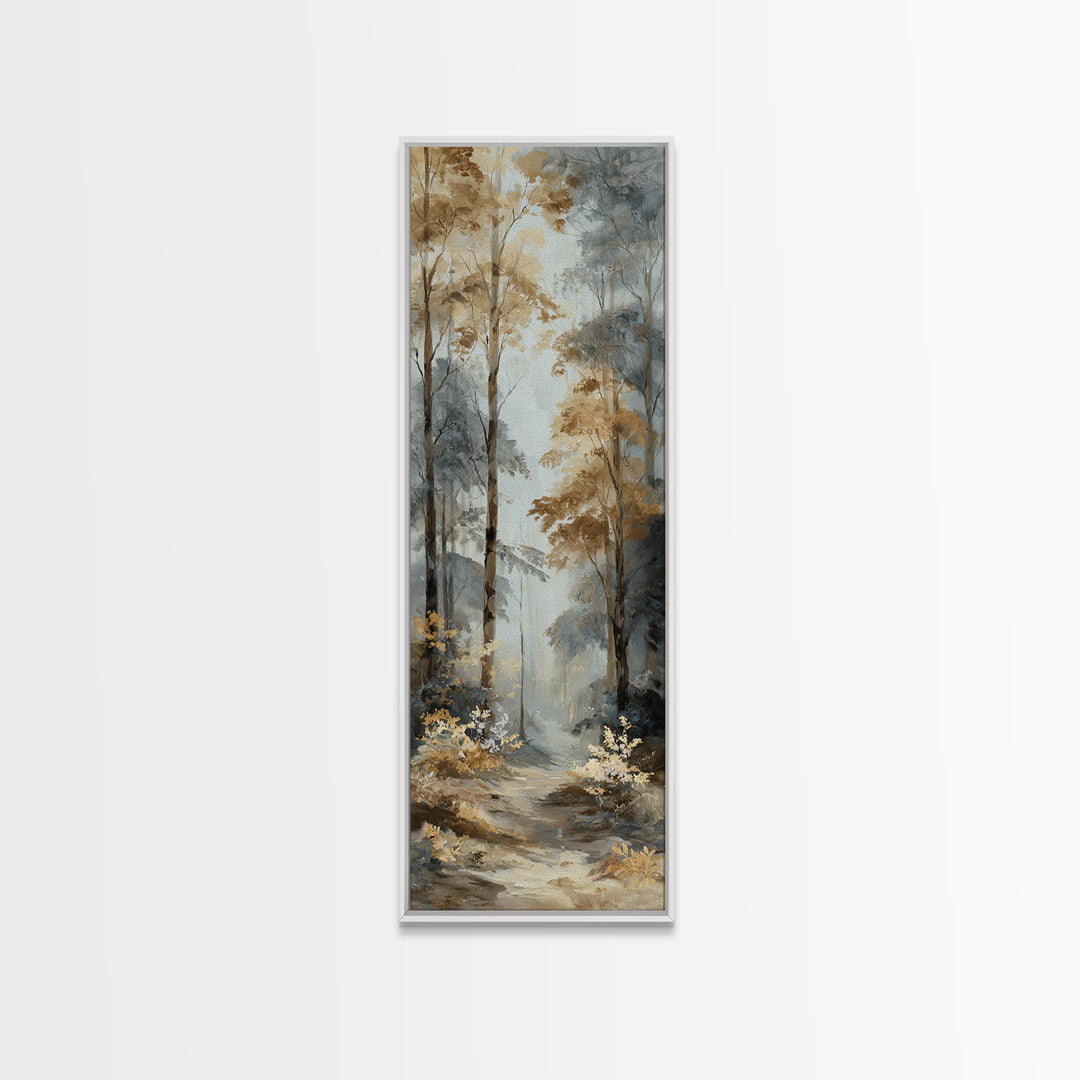 Woodland Path with Golden Autumn Atmosphere Framed Canvas Print, Art, Metal Wall Art, Living Room Decor, Fine Art, ART-1x3-83