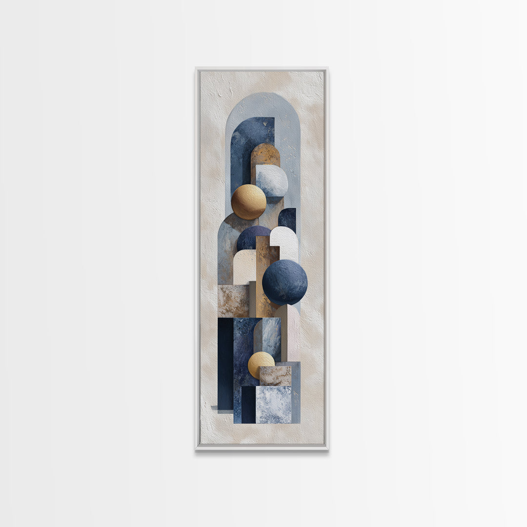 Modern Sculptural Shapes Rendered as Painted Forms Canvas Print, Art, Neutral Decor, Living Room Decor, Abstract Art, ART-1x3-90