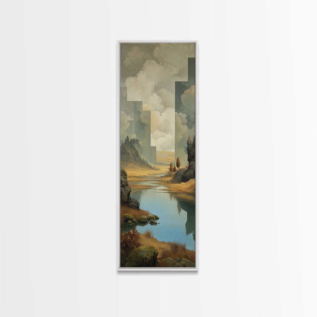 Surreal Dream Landscape Canvas Print, Art, Canvas Wall Art, Living Room Decor, Oil Painting, Boho Wall Art, Pink Wall Art, ART-1x3-95