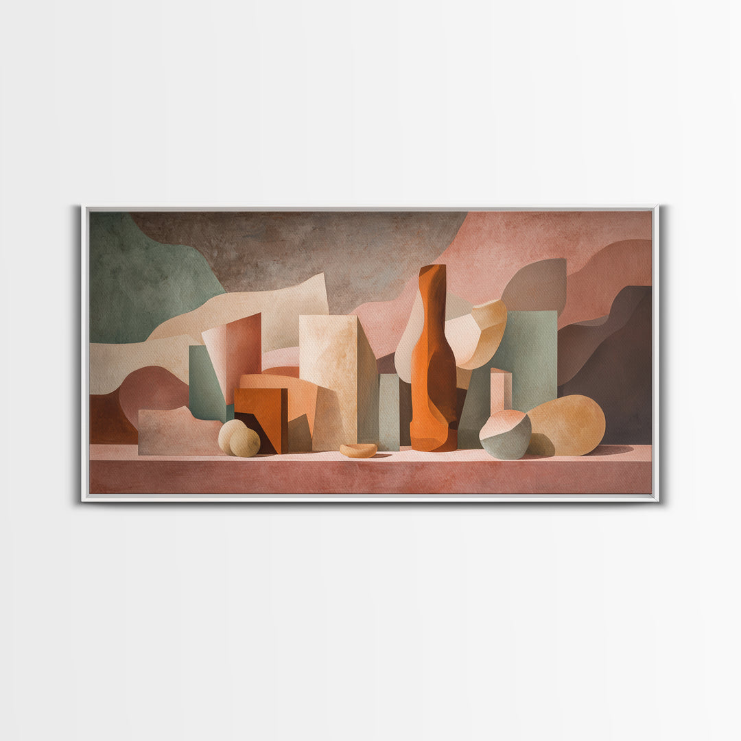 Modern Sculptural Shapes Rendered as Painted Forms Canvas Print, Art, Wall Decor, Living Room Decor, Fine Art, ART-2x1-26