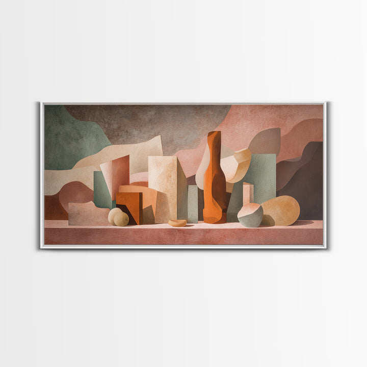 Modern Sculptural Shapes Rendered as Painted Forms Canvas Print, Art, Wall Decor, Living Room Decor, Fine Art, ART-2x1-26