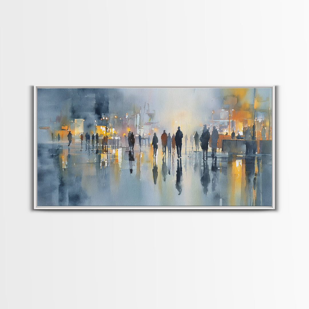 Moody City Scene Reflected Framed Canvas Print, Art, Neutral Decor, Living Room Decor, Fine Art, Art Prints, ART-2x1-30