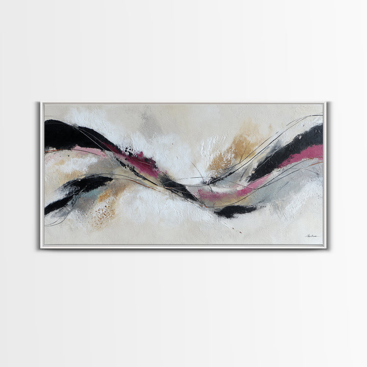Contemporary Abstract with Layered Pigments and Energetic Framed Canvas Print, Art, Boho Decor, Living Room Decor, Fine Art, ART-2x1-46