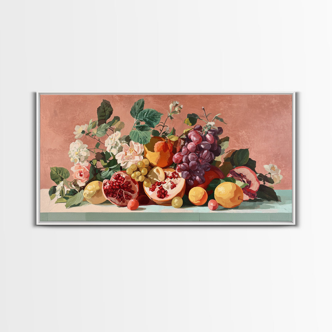 Bold Pop Fruit Composition Framed Canvas Print, Art, Printable Wall Art, Living Room Decor, Oil Painting, Canvas Art, ART-2x1-60