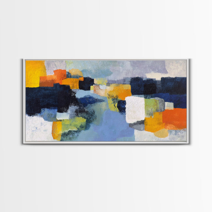 Contemporary Abstract with Layered Pigments and Energetic Canvas Print, Art, Minimalist Decor, Living Room Decor, Fine Art, ART-2x1-70