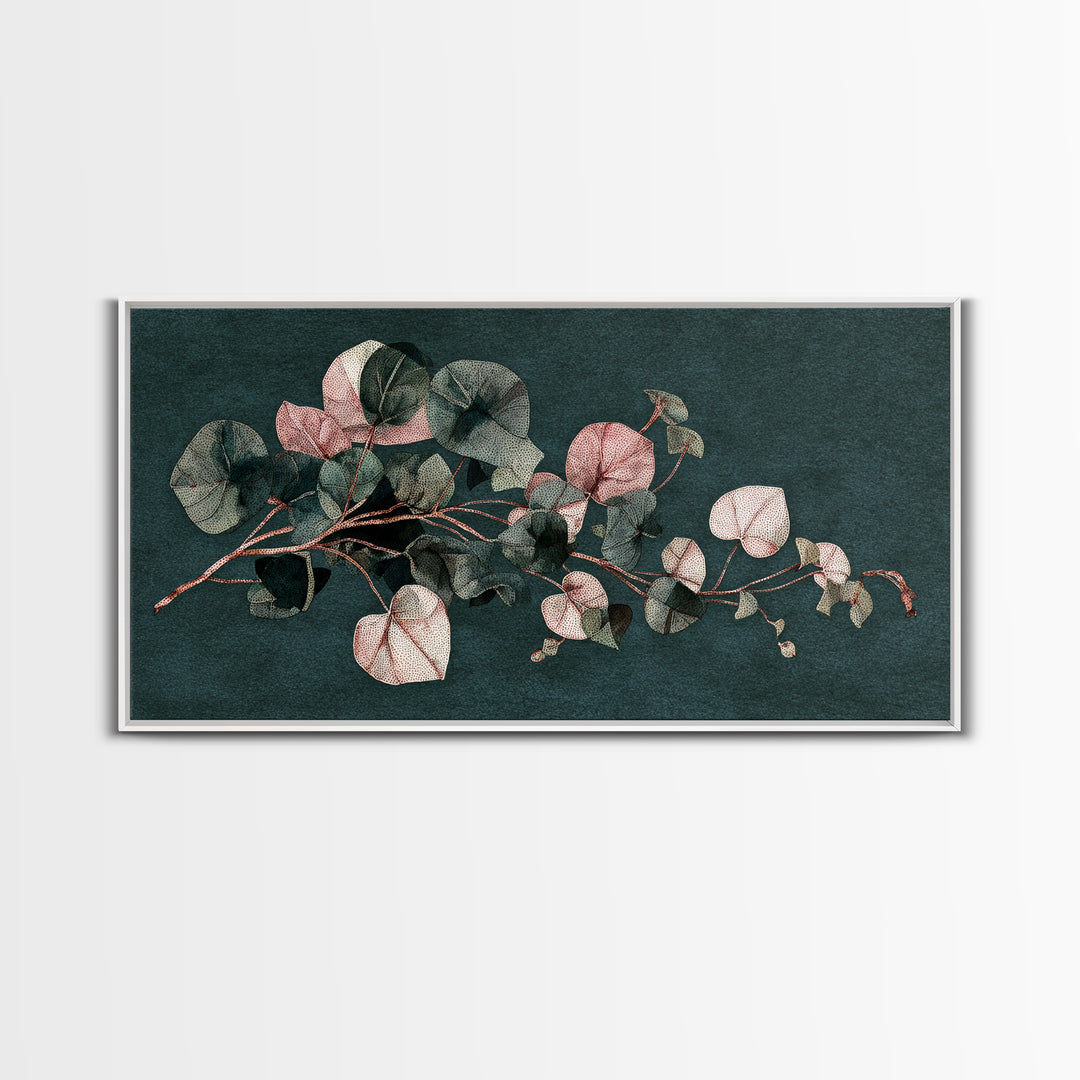 Minimal Botanical Ink Drawing on Handmade Paper Canvas Print, Art, Wall Art, Living Room Decor, Watercolor Art, ART-2x1-73