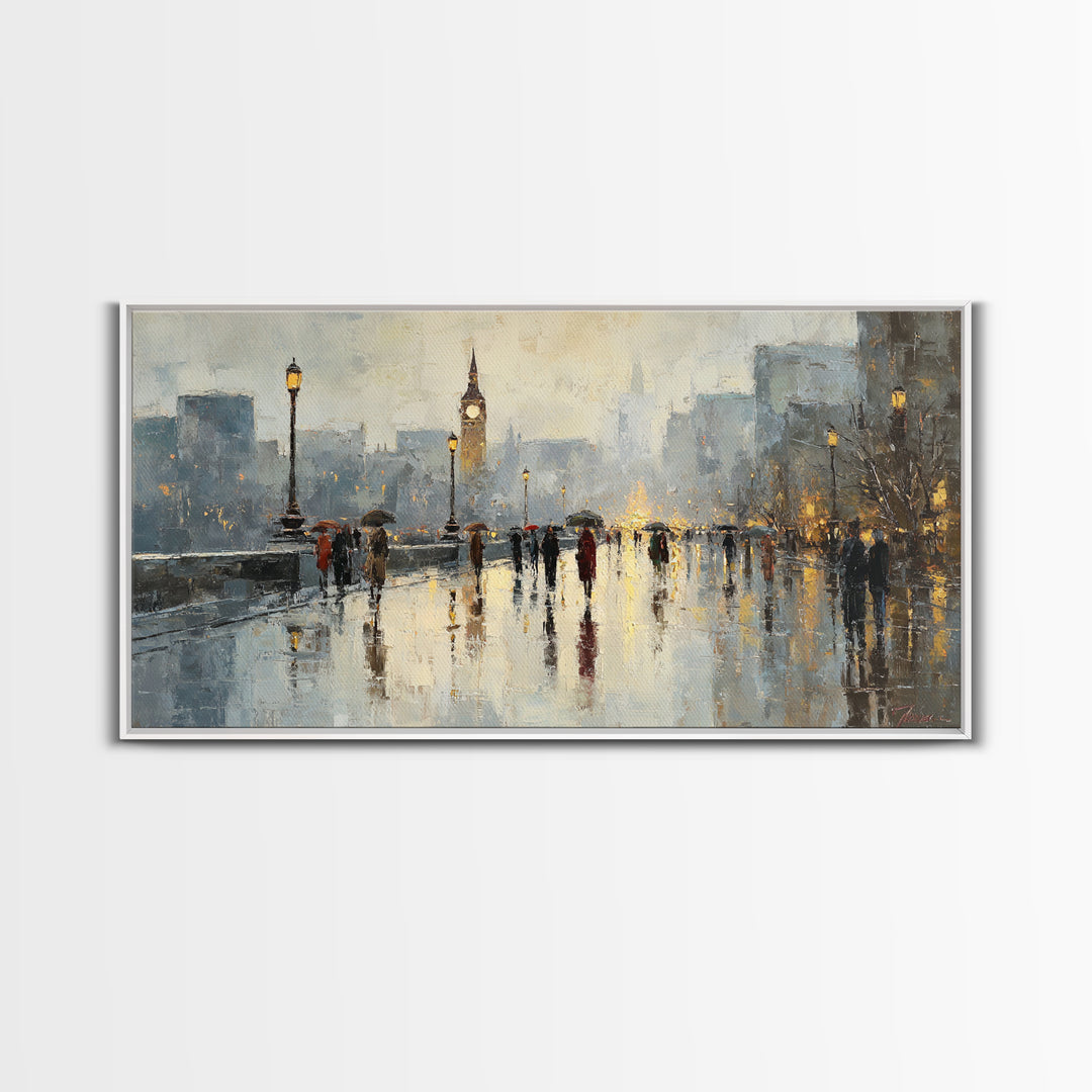 Moody City Scene Reflected Canvas Print, Art, Luxury Decor, Living Room Decor, Fine Art, Metal Wall Art, Art Commission, ART-2x1-78