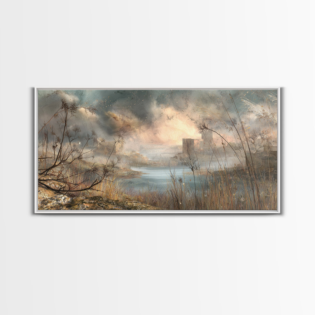 Surreal Dream Landscape Framed Canvas Print, Art, Wood Wall Art, Living Room Decor, Fine Art, Modern Decor, Fine Art Print, ART-2x1-79