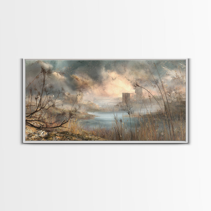 Surreal Dream Landscape Framed Canvas Print, Art, Wood Wall Art, Living Room Decor, Fine Art, Modern Decor, Fine Art Print, ART-2x1-79
