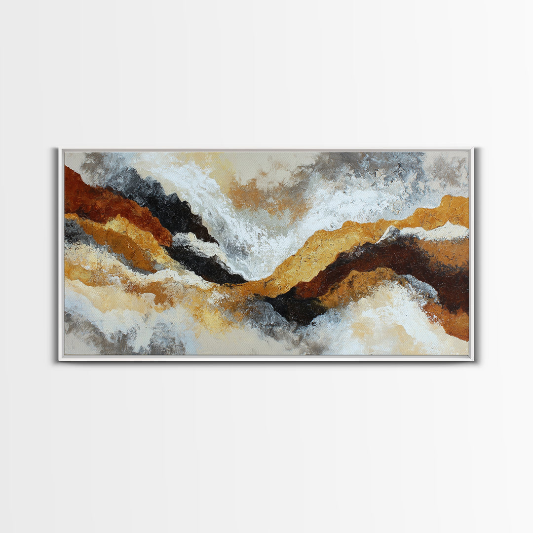 Contemporary Abstract with Layered Pigments and Energetic Canvas Print, Art, Minimalist Decor, Living Room Decor, Fine Art, ART-2x1-94