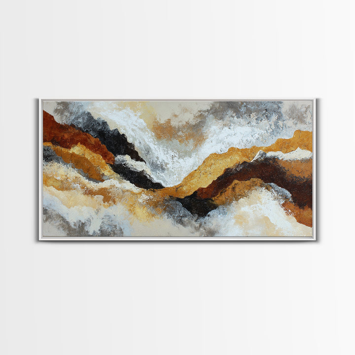 Contemporary Abstract with Layered Pigments and Energetic Canvas Print, Art, Minimalist Decor, Living Room Decor, Fine Art, ART-2x1-94