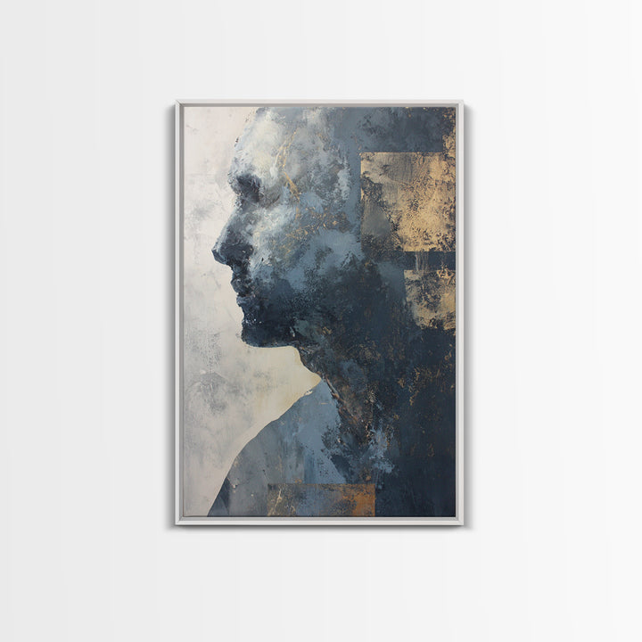 Expressive Portrait with Dramatic Light and Textured Framed Canvas Print, Art, Modern Decor, Living Room Decor, Fine Art, ART-2x3-12